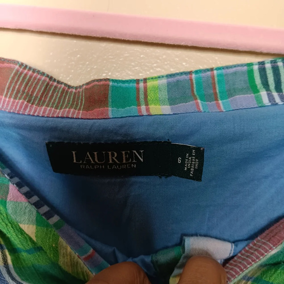 Ralph Lauren off shoulder,multi color plaid dress with pockets a size 6 - Picture 7 of 7